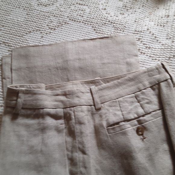 Loft  Tan 100% Linen Wide Leg Trouser - Picture 3 of 4